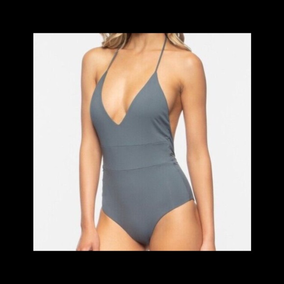 NEW Tavik [ XS ] Chase Deep V-Neck‎ One-Piece Swimsuit in Turbulence Grey - Picture 11 of 11